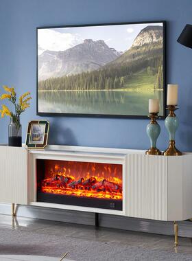 .8米轻奢实木壁FZF壁1真炉电视柜现代时尚客厅岩板仿火取暖炉装饰