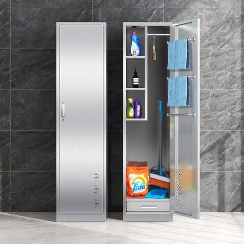 304不锈钢清洁拖柜教室把清洁收纳LL-bxg3柜带锁具阳台保洁用品工