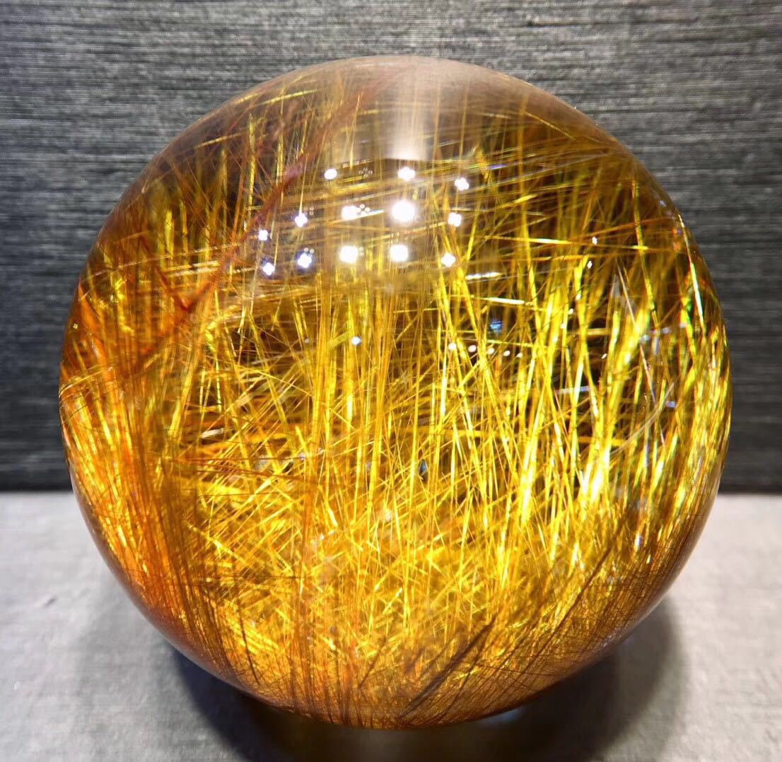 天然金发晶水晶球 顺发发晶球摆件 水晶球摆件 钛晶晶球原石
