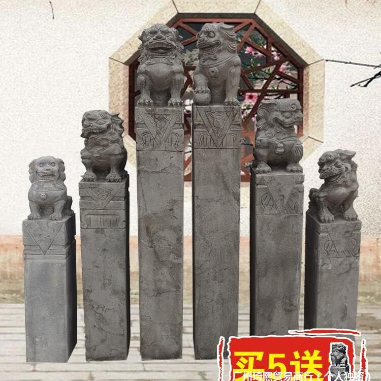 古青石雕拴马桩狮子貔貅麒麟庭院酒店造景十二生肖做旧栓马石柱