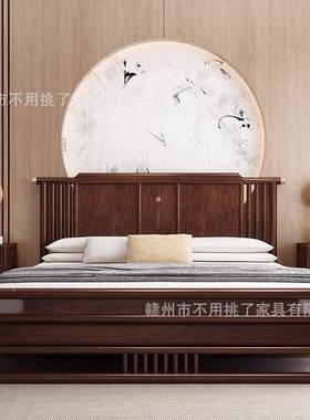 新中式实木床式白蜡木主卧床物高箱1.8米1储.5全mMND民宿宋美学家