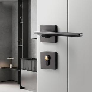 灰色磁吸卧锁锁室内室房门锁房间木门门锁极简家用静音1分体风