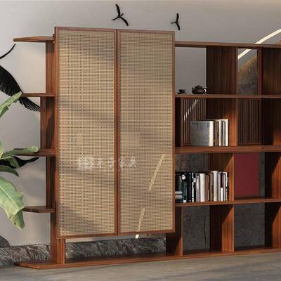 黑胡桃木中式书宝柜XYSG组合实落木博古架置客厅多格地物架展示柜