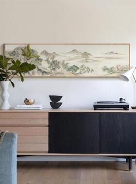 富春居图新中式国画山画水YZ202304原木风卧室床山头装饰画民宿茶