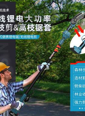 锂修电高枝锯电动剪高枝剪加长杆伸充电OLR式高空锯树剪树工厂直