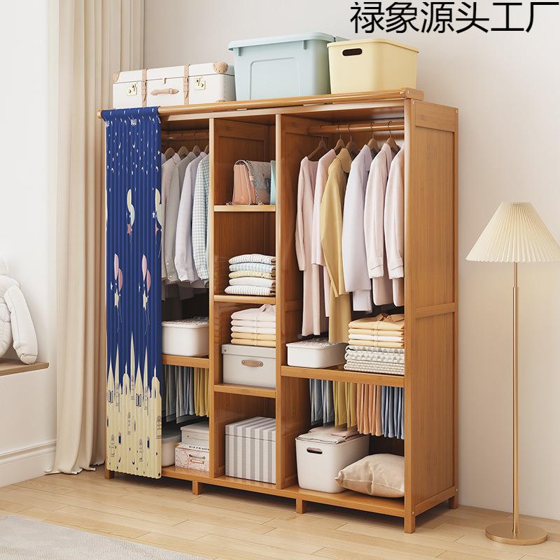 衣柜家用卧室纳出租用经济型833简房易组衣装拉帘布橱收新款