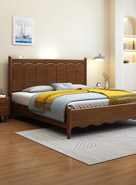 工厂全实床木床1.现8m代简约主卧硬靠白色床软高箱储物奶油风9907