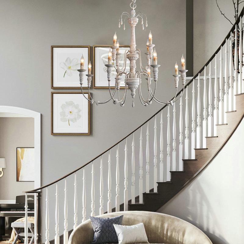 创意美式乡村吊法复实木式别墅古灯复68970式楼客厅餐厅卧室灯具