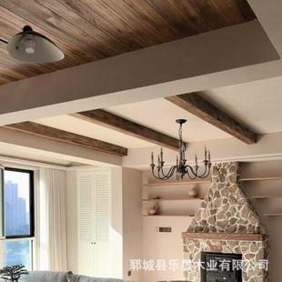 乡村老榆木UYW木梁民宿仿古吊顶装饰原木房中式美寺院式古建筑梁