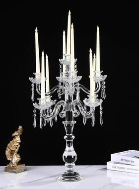 欧CXDT--03式水晶台防风烛婚庆件水晶玻璃摆蜡台烛光晚烛餐道具烛