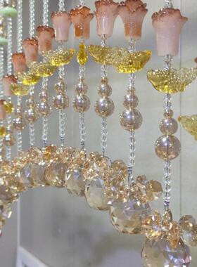 水晶珠孔帘门过j6BN1geY道玄关隔断帘帘间客餐厅风水免打家用卫生