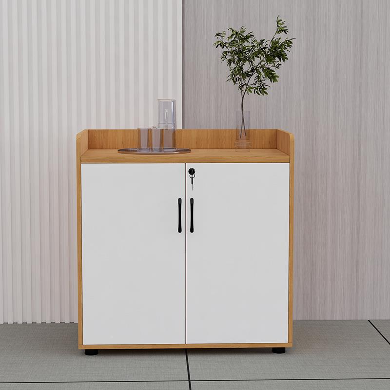 会议锁室茶水柜办公印室储落地文08件柜木质边柜带物柜打机实木收