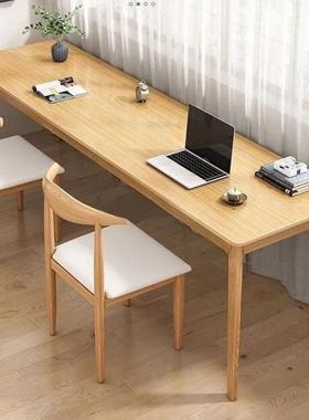 长条桌子墙窄桌子长方办公靠桌双桌人书家形用电脑桌实木QFX腿工