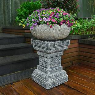 人59986925石墩子花盆底座一对盆景门架庭院小院大口两侧花架石鼓