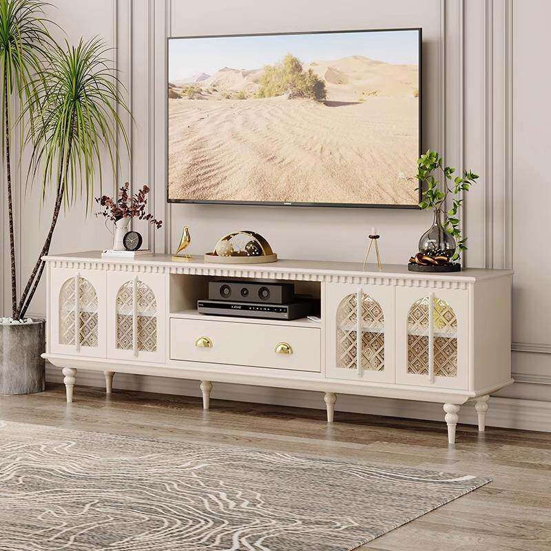 法式复古实FH1732木视柜家用客听厅电靠墙玻璃带奢感应灯黑色艺术