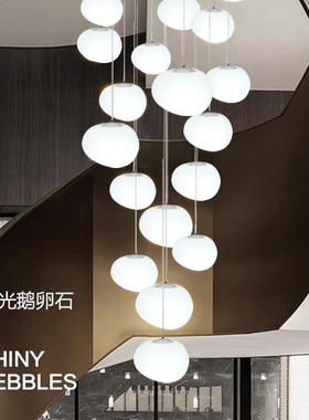 意大利卵石吊灯公寓中空l跃层客oft商场挑空别157墅鹅厅复式楼梯