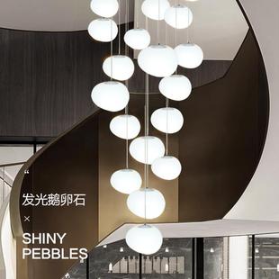 意大利卵石吊灯公寓中空l跃层客oft商场挑空别157墅鹅厅复式 楼梯