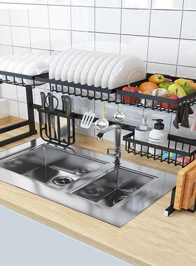 厨房水架槽置物不锈钢黑色碗纳碟碗水池沥水篮架收用具ZN-009厨筷