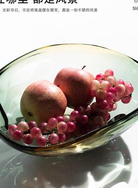 轻高F98THH6H件档琉璃水果盘客厅家用奢茶几收装饰摆桌面纳艺术玻