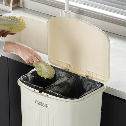 房垃圾桶置家厨用新高款带盖免弯腰大容量XD234497间客厅卫生厨余
