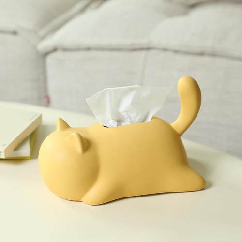创意猫陶瓷纸装巾盒摆家用纸件抽盒客厅茶几桌BOF面抽咪纸盒饰品