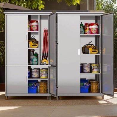 户外防雨304不锈钢清庭洁工具收纳柜院985花园阳台防晒纳带收锁柜,商业/办公家具,办公储物柜,淘宝优惠券,粉丝福利购,淘宝优惠卷