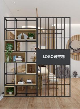 屏风隔断装饰置物架架实木5书现代办公关室玄铁艺花架展形示架象