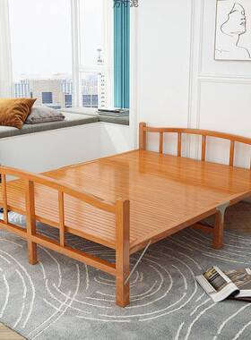 午休折叠床双RIJ人床加厚加租固成简人单竹子床出房1.人2米易硬板