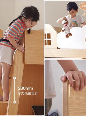 多功能储物云高床交错式上童VB384-DG下床带吊柜子低母床儿床朵床