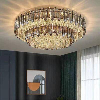 客厅0吸圆顶灯灯形水晶灯简约现代大气卧791室餐厅225年新款轻奢