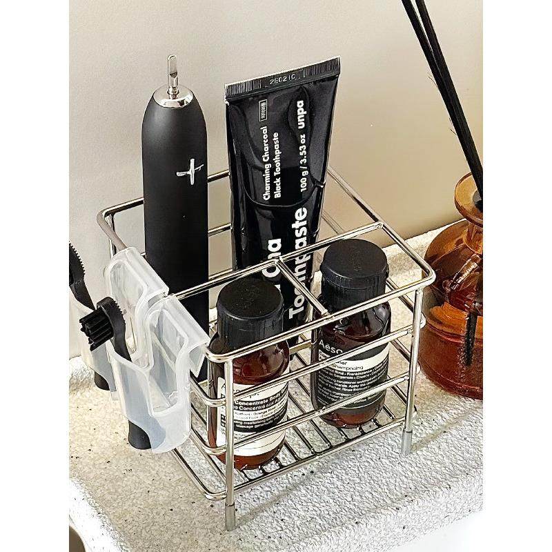 304不锈钢置物架牙膏架电动牙刷架洗面奶卫生间免打孔收纳架简约