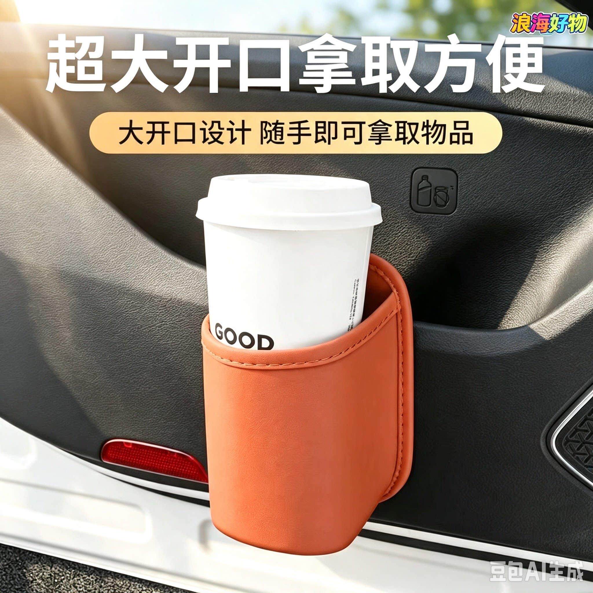 车载04674置车门边水杯收架座椅背纳车内手机放垃盒侧边储物圾桶H
