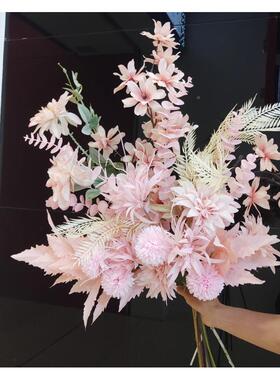 手札把束捧花EFO真花摄仿影饰配饰手捧花粉色紫色白装色秋色花束