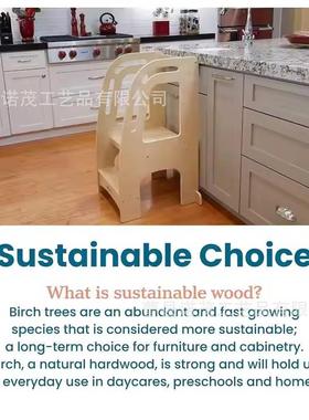 实木童脚踏儿AAO梯凳阶厨房台阶凳子多椅功能子木质蒙氏学习塔家