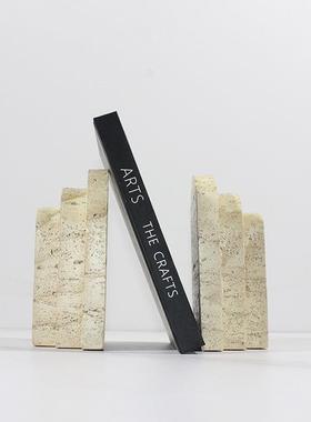 客简约现代创意洞石桌纹层叠书档靠样板间厅FRK书柜办公面软装书