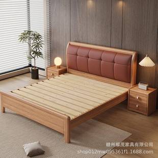 0原木家床具390软包实木床包安装实结耐用现代简约双人床18x200带