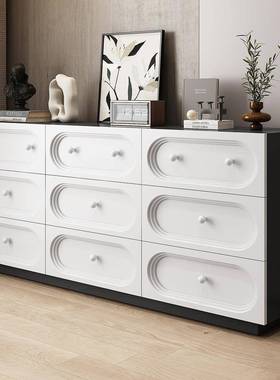 式复古九斗柜黑色卧室收纳柜床LDA尾代简约餐客现厅边柜法抽屉柜