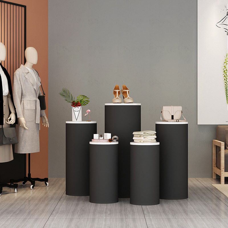 圆形大理石流水台展示台花服店装店展示架架流水台中岛展示台立柱