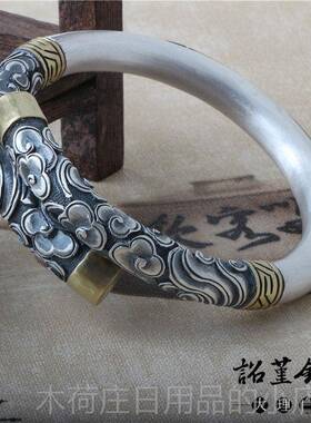 正品足银9手99镯金棒箍齐天圣定海神针孙悟空大手工男女情侣手镯