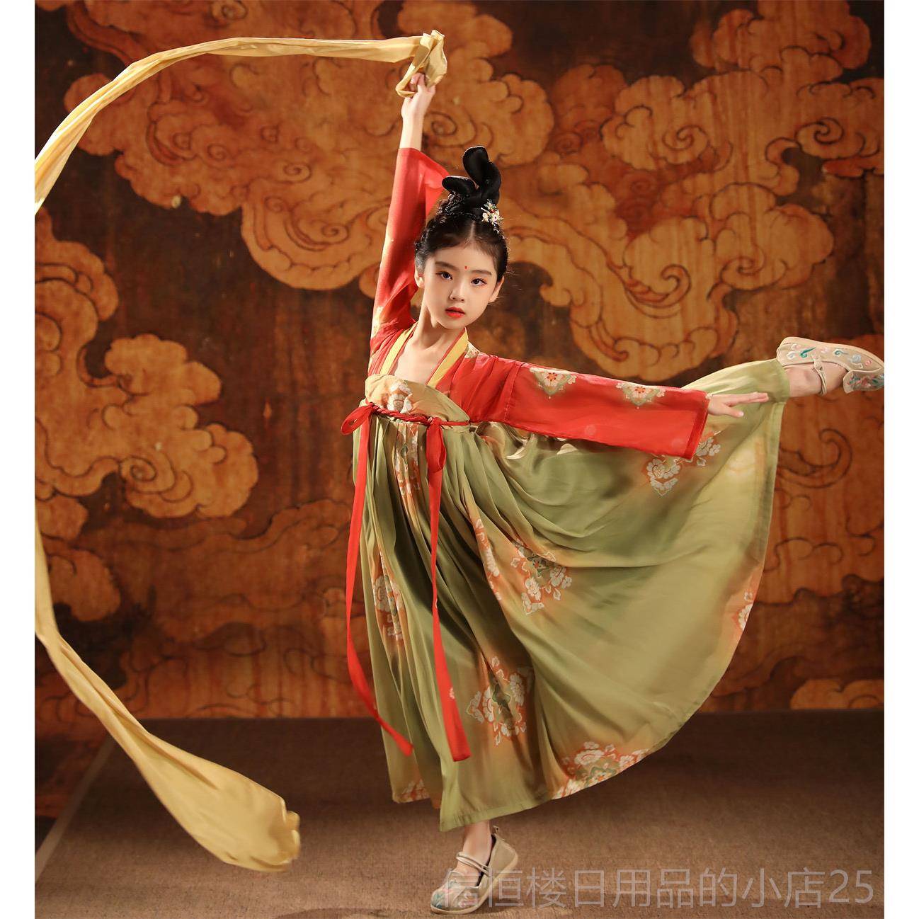 高档唐装女童汉古小仙女装唐宫服夜宴中风超仙女孩古风演国出服儿图片