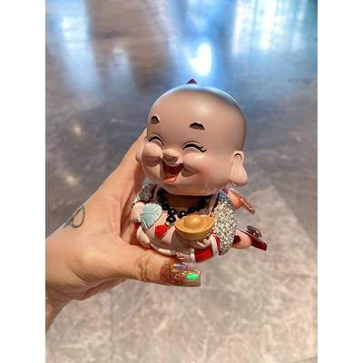 高档个性化创意颜高值摇娃车饰及镶钻财娃神笑佛车内头饰精美礼品