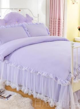 高档AL PLINK/少女心粉色公主风床裙床床罩被套四件套.5/11.8m上