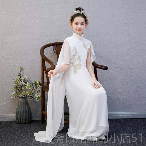 高档童古筝演出服女蹈大检定考试古典舞服飘逸儿汉服女中国风独唱