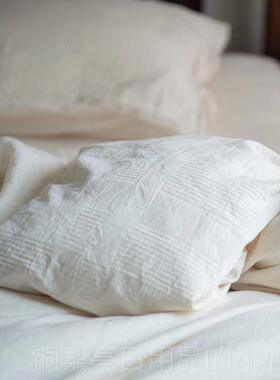 正品式A类棉裸睡四件套个性纯白色酒日店套床单床被笠民宿纯床上