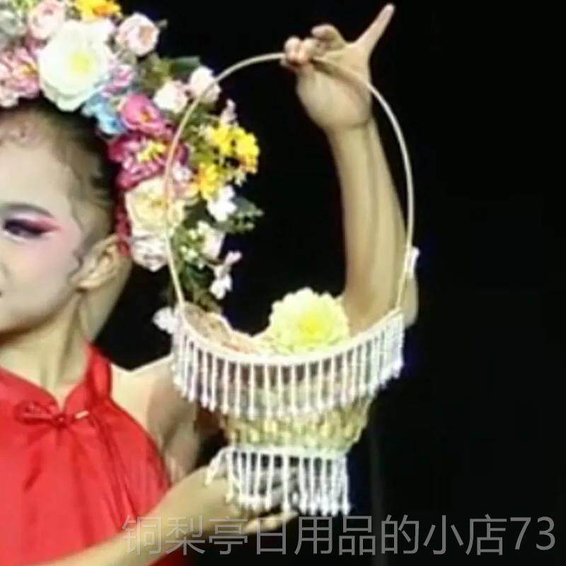 正品新款古典舞簪花入梦舞演出服童群舞幼蹈儿表演服女道儿花具篮