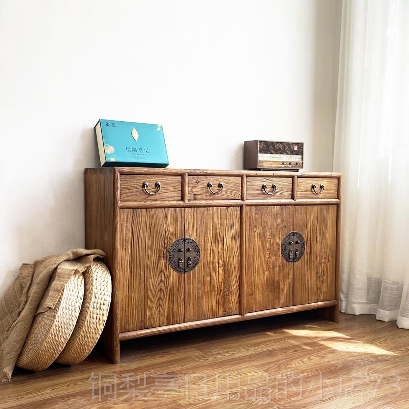 正品饭老中榆木餐柜实木储物柜式覆古关柜茶水柜厅玄厨房收纳柜