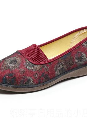 正品春老妪老北京布妈鞋口传统方口奶奶鞋黑色单身妈鞋大码浅33