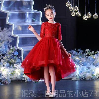 正品童装公主裙女小孩蓬松纱布花钢女孩婚礼女孩t表台时尚琴演服