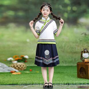 正品儿童族哈三月三服装少数民族男女童彝族尼族黎族竹竿服舞演壮