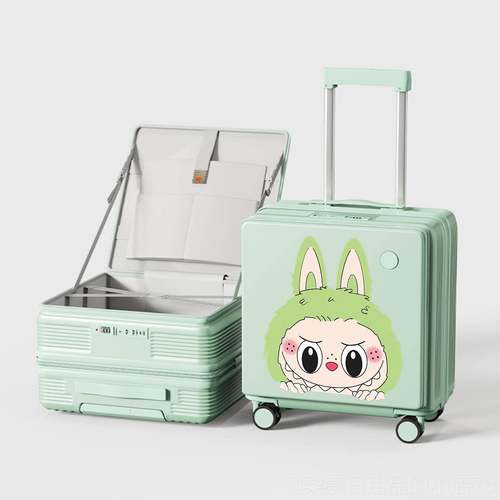 正品前开口侧开盖深卡通小型可仓机登行李箱女拉杆箱男旅行密箱码
